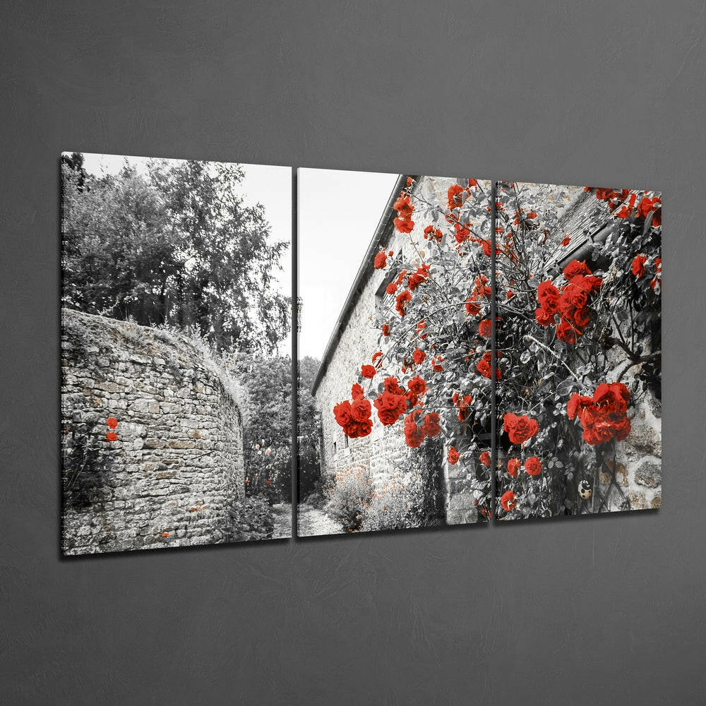 Red Flowers Mega Glass Wall Art.
