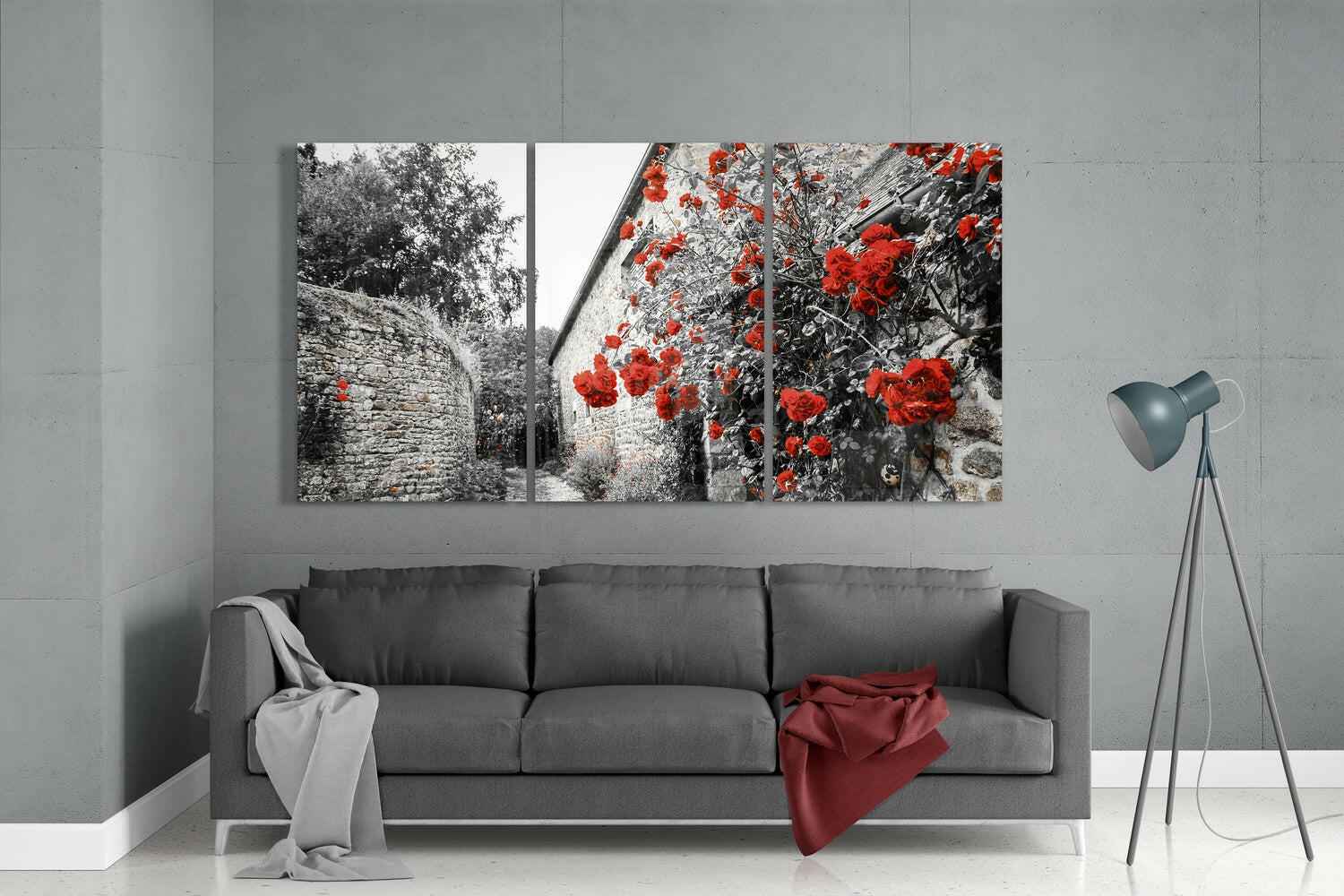 Red Flowers Mega Glass Wall Art.