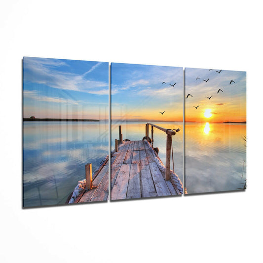 Sunset on the Beach Mega Glass Wall Art.