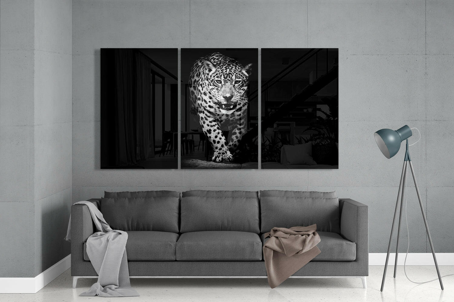 Leopard in the Dark Mega Glass Wall Art.