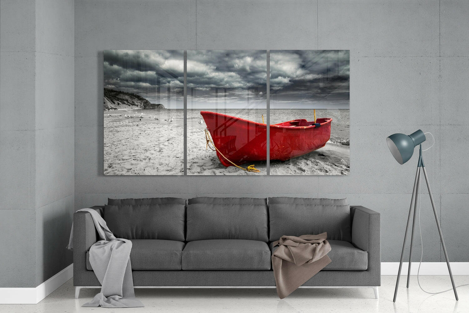 Red Kayak Glass Wall Art.