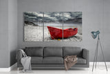 Red Kayak Glass Wall Art | Insigne Art Design