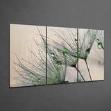 Green Dandelion Glass Wall Art | Insigne Art Design