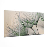 Green Dandelion Glass Wall Art | Insigne Art Design