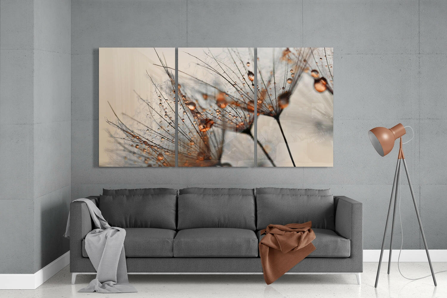 Cinnamon Dandelion Glass Wall Art.
