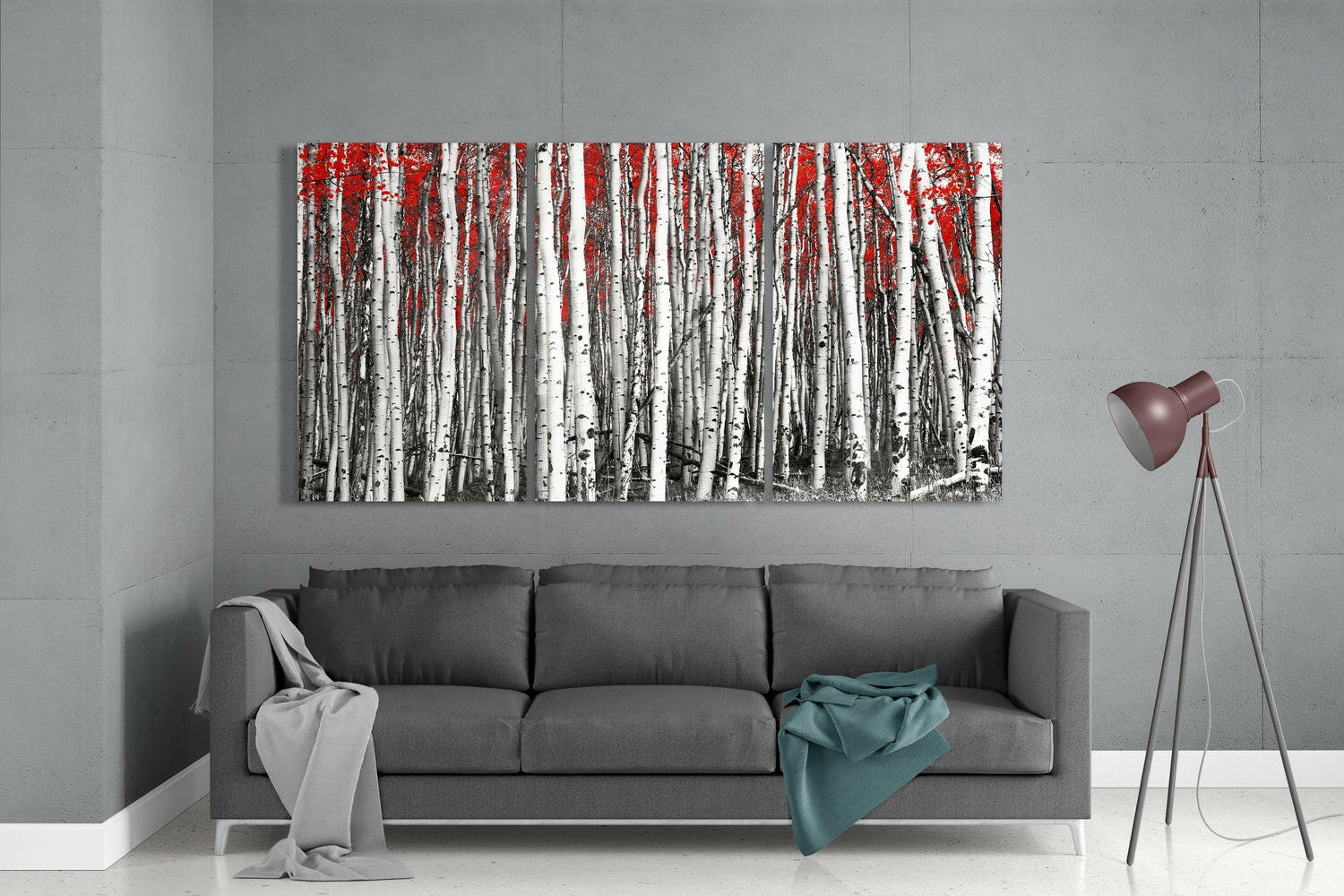 Red Forest Glass Wall Art.