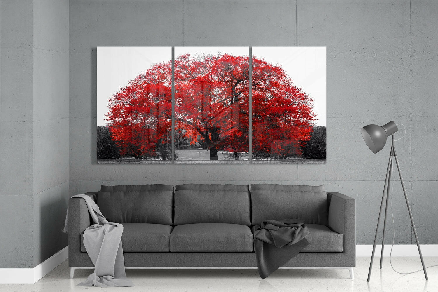 Red Tree Glass Wall Art.