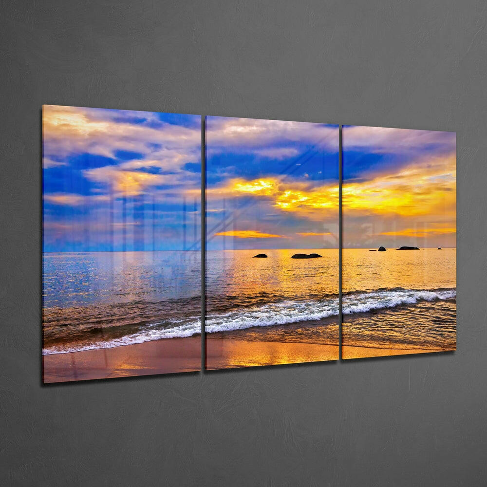 Sunset on the Beach Glass Wall Art.