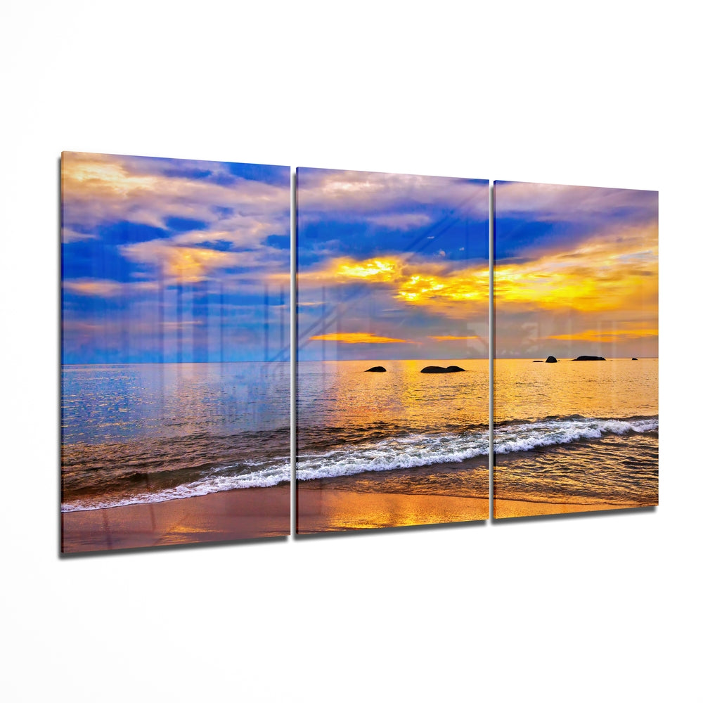 Sunset on the Beach Glass Wall Art | Insigne Art Design