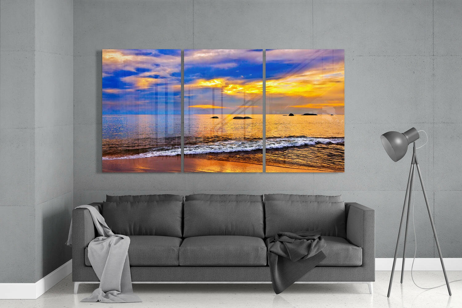 Sunset on the Beach Glass Wall Art.