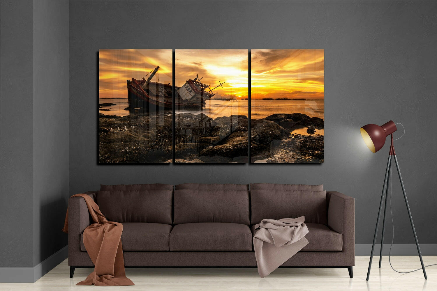 Abandoned Boat Mega Glass Wall Art.