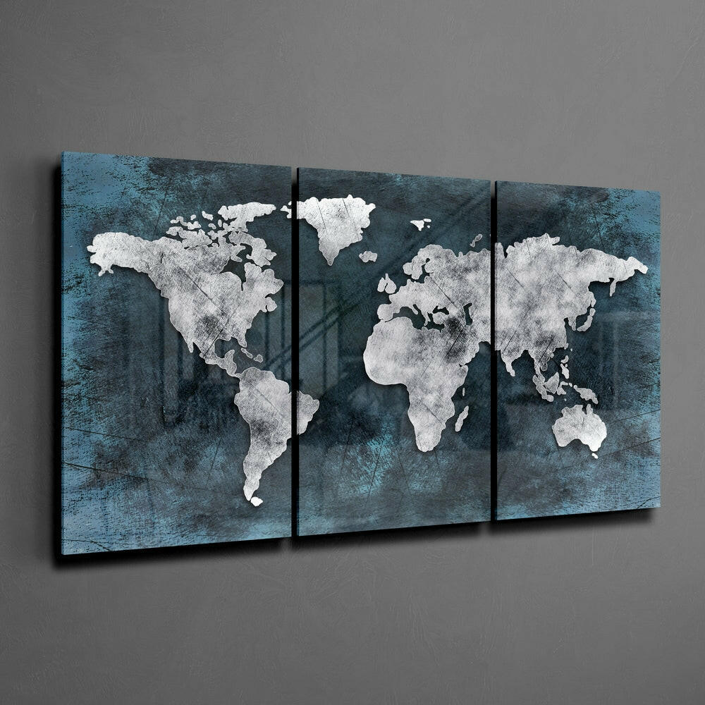 World Map Mega Glass Wall Art.
