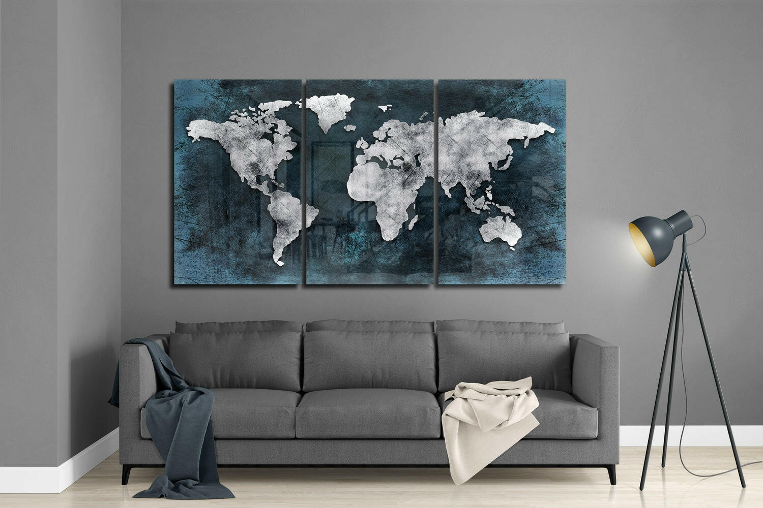 World Map Mega Glass Wall Art.