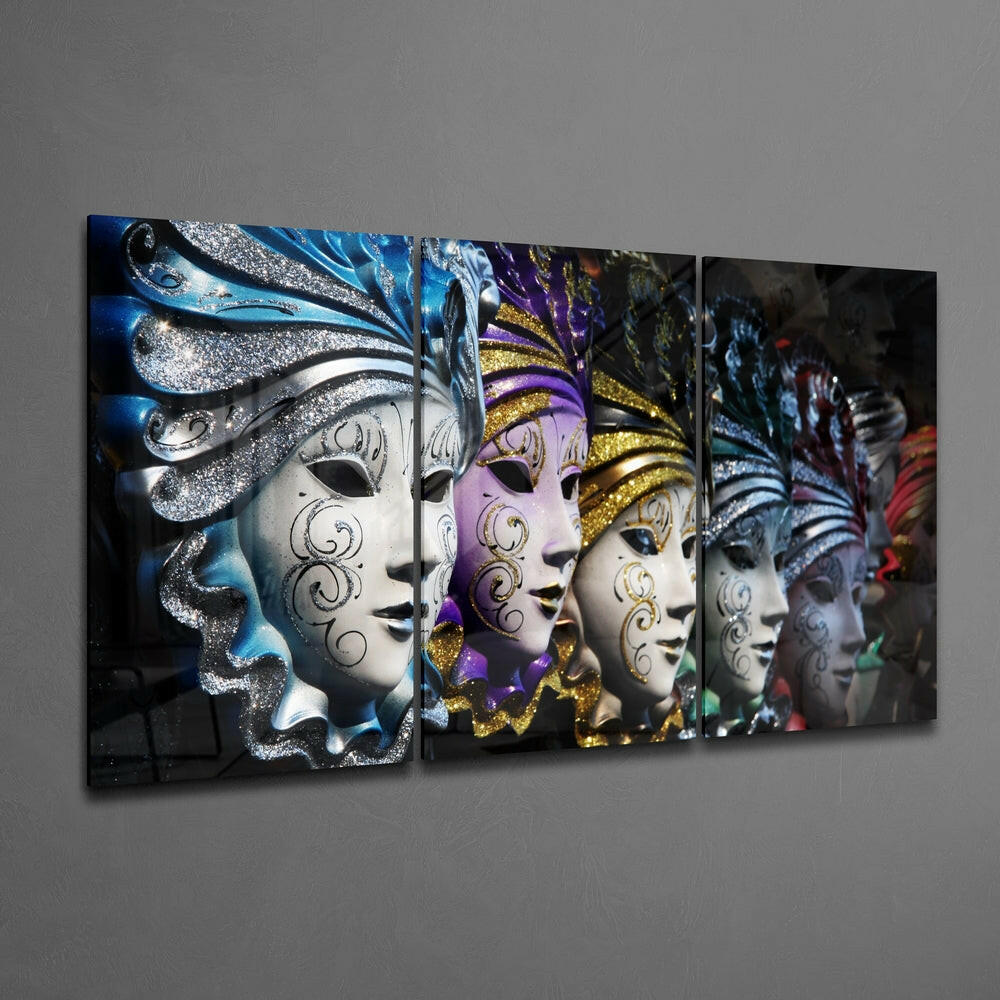 Venetian Masks Mega Glass Wall Art.