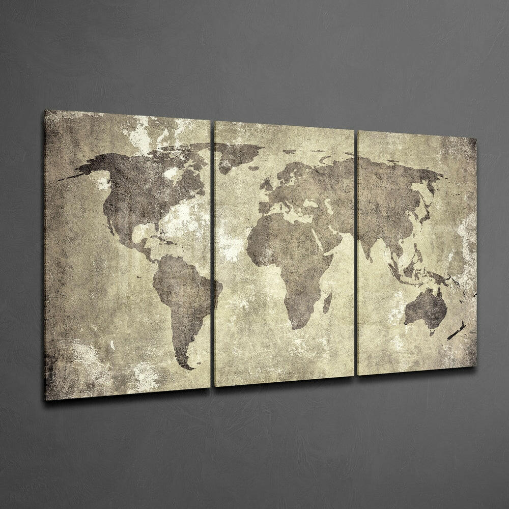 Antique World Map Mega Glass Wall Art.