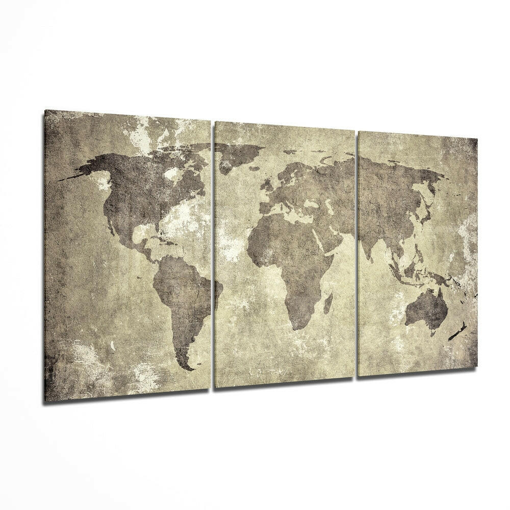 Antique World Map Mega Glass Wall Art.