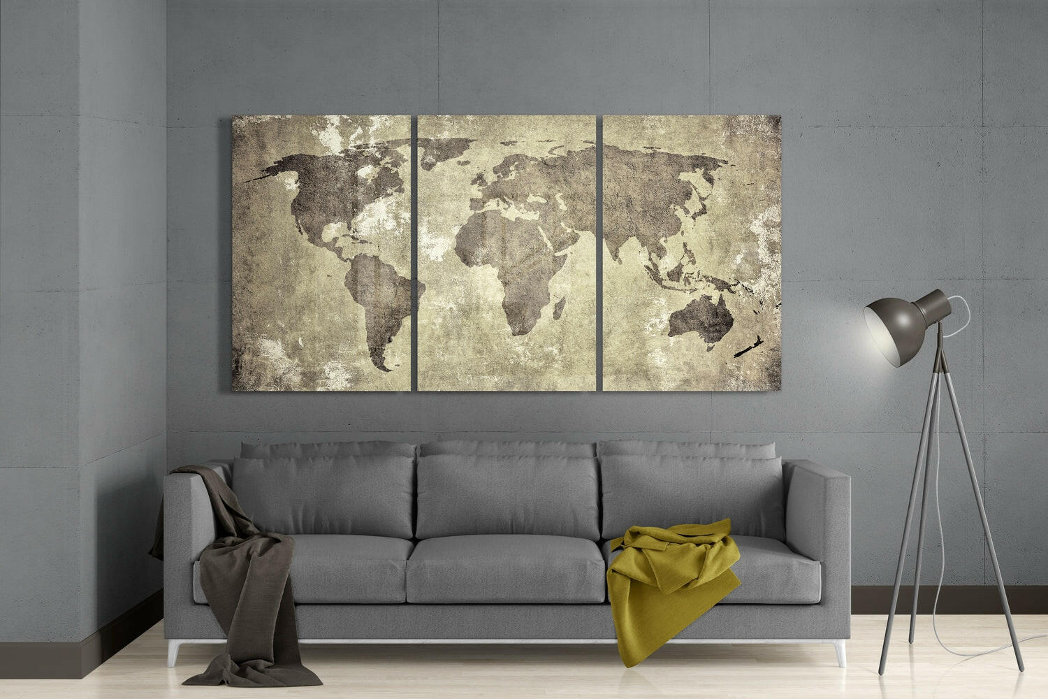 Antique World Map Mega Glass Wall Art.