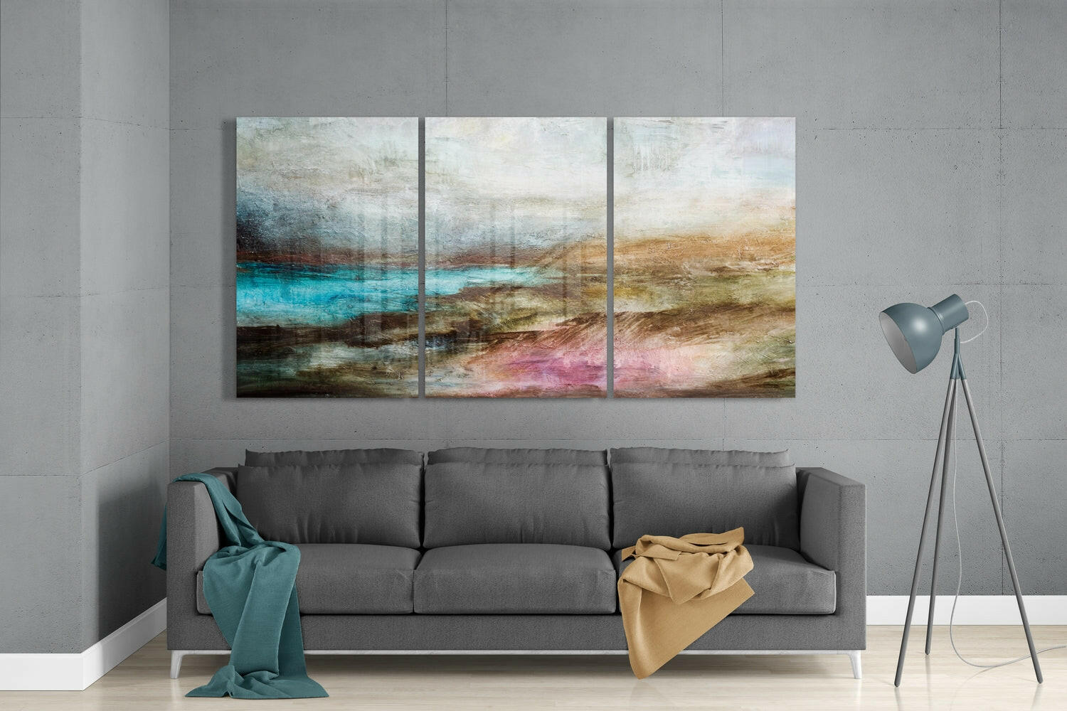 Abstract Lake Mega Glass Wall Art.