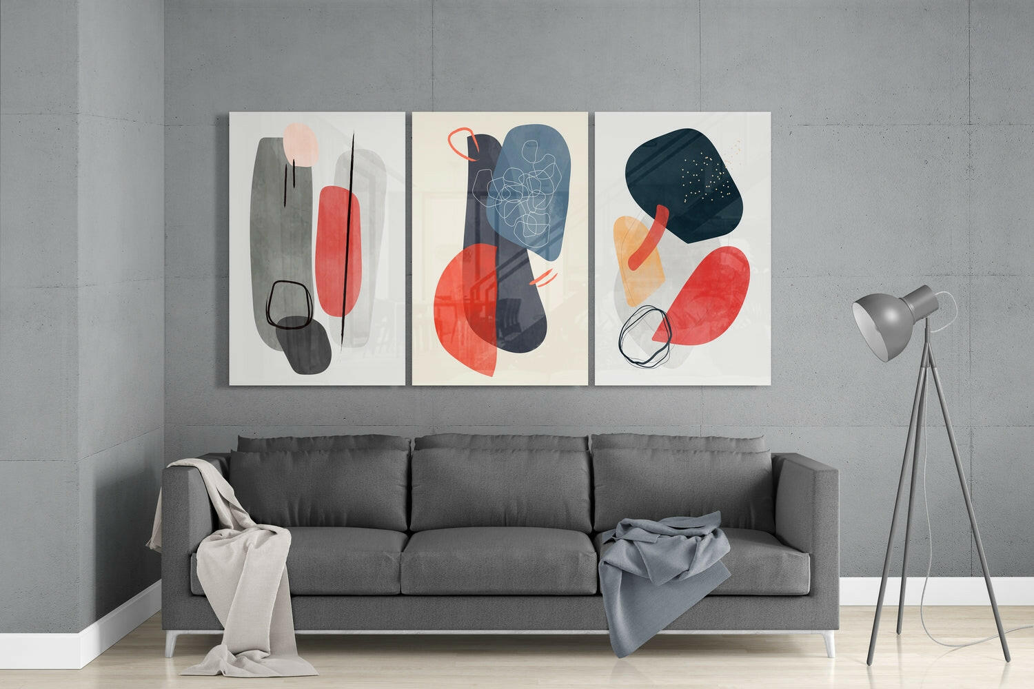 Abstract Shapes 3 Glass Wall Arts.