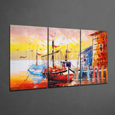 Boat on the Beach Glass Wall Art.