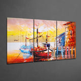 Boat on the Beach Glass Wall Art | Insigne Art Design