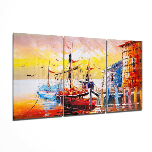 Boat on the Beach Glass Wall Art.