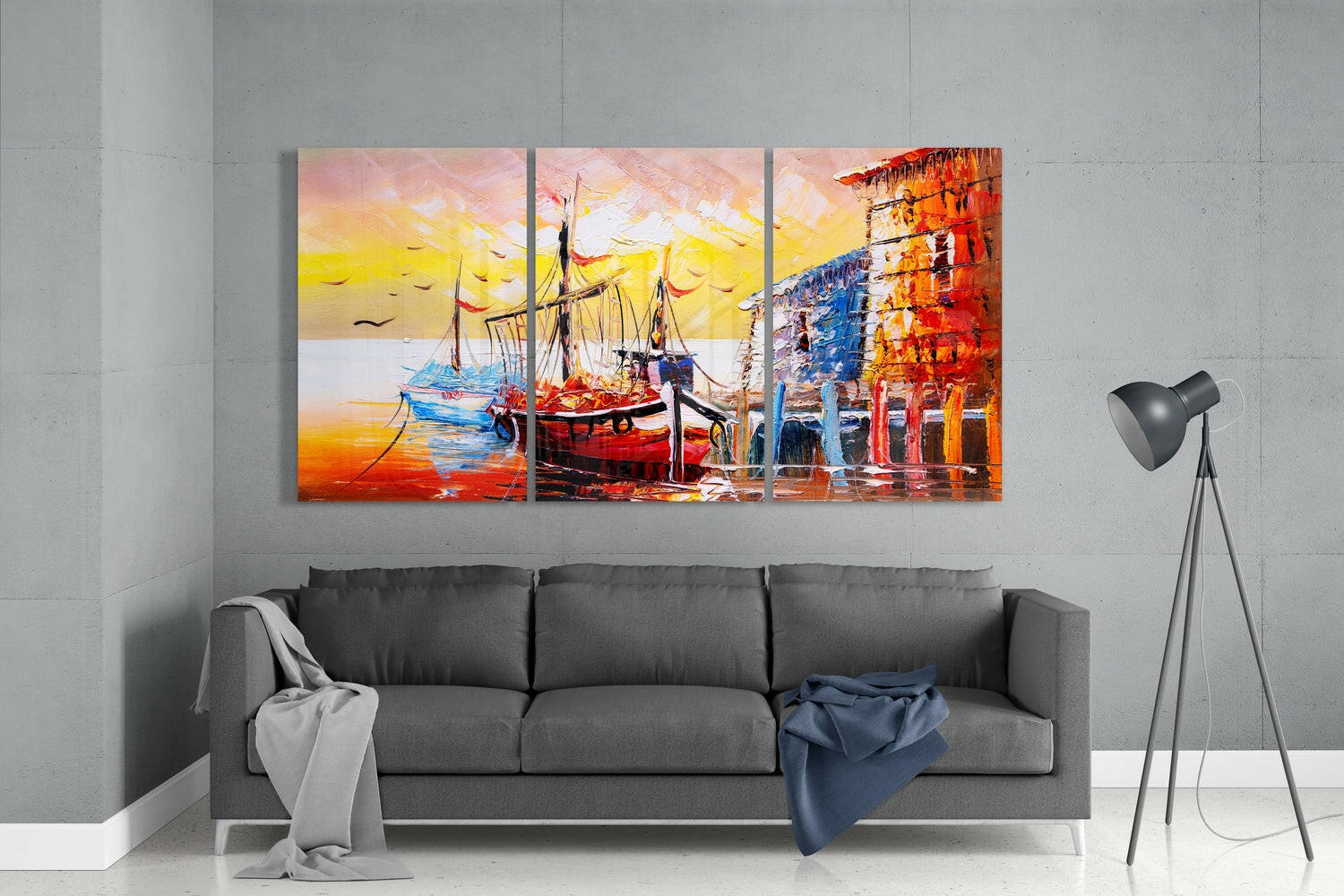 Boat on the Beach Glass Wall Art.