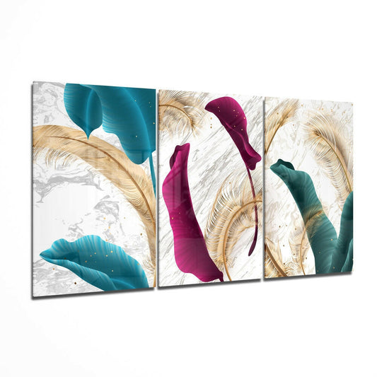Soft Leaves Glass Wall Art.