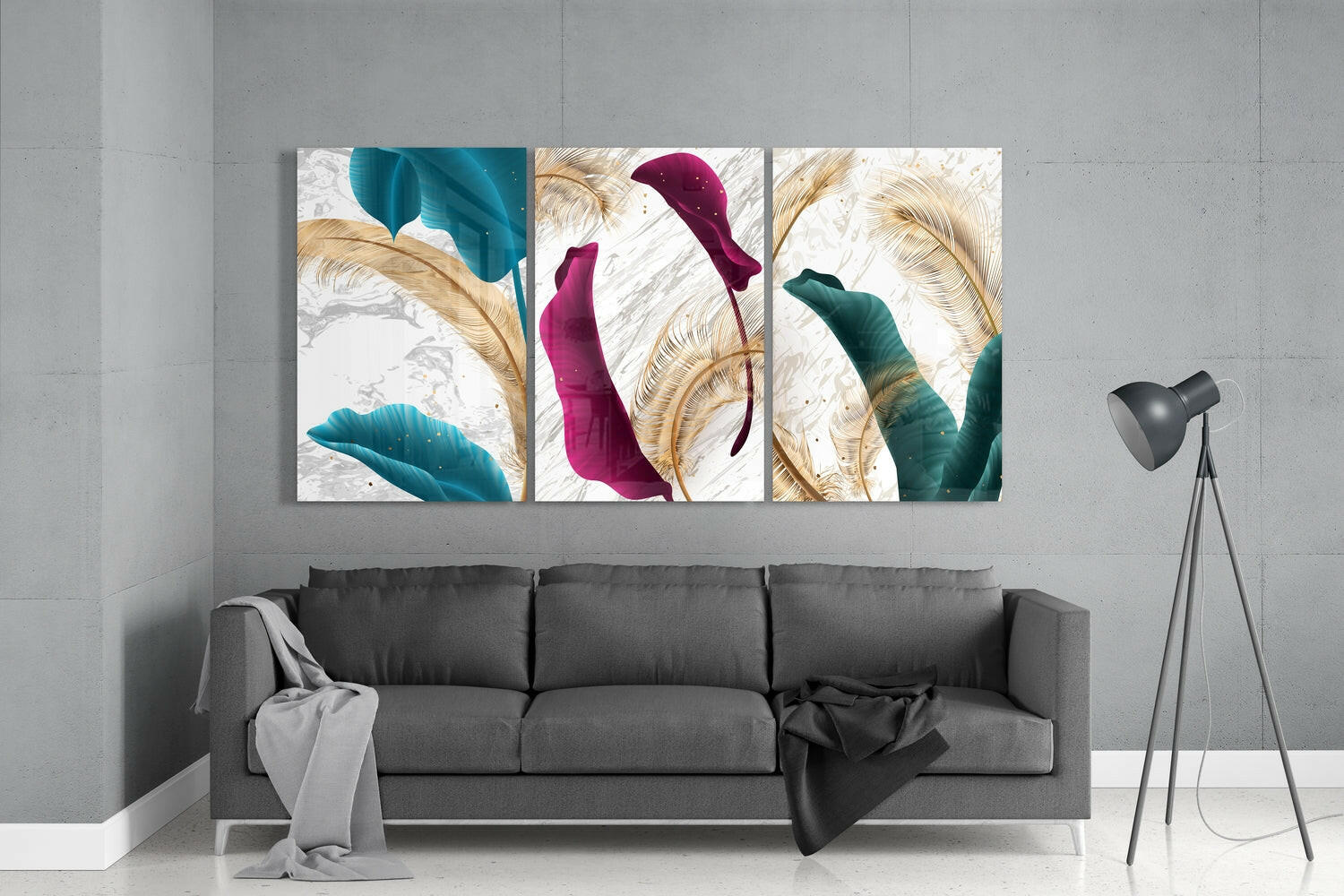 Soft Leaves Glass Wall Art.