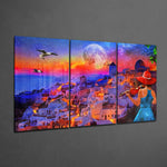 City and Woman Glass Wall Art.
