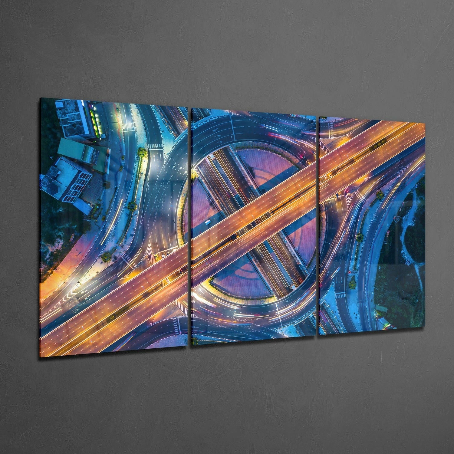 Cosmopolitan Roads Glass Wall Art.