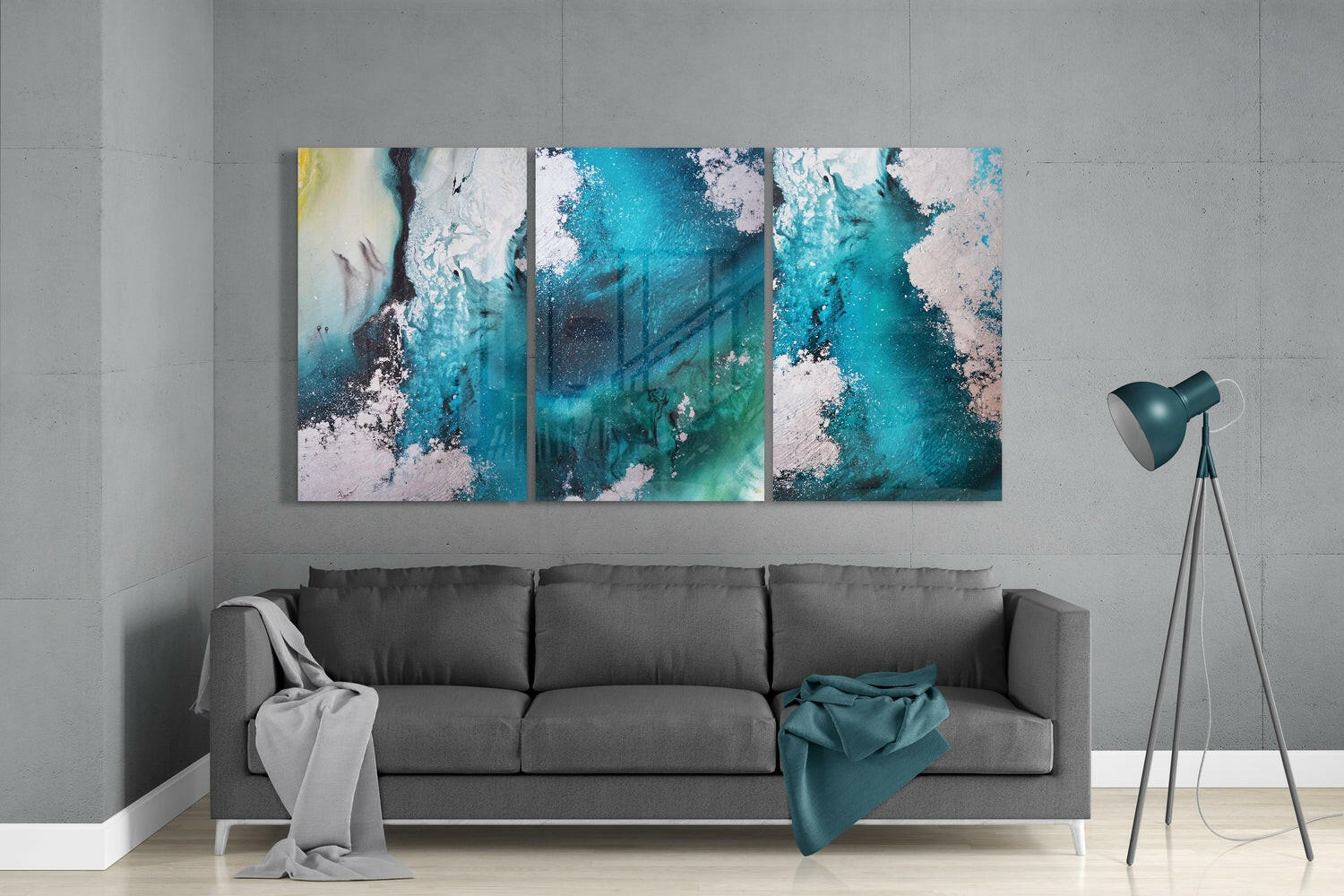 Abstract Blue Glass Wall Art.