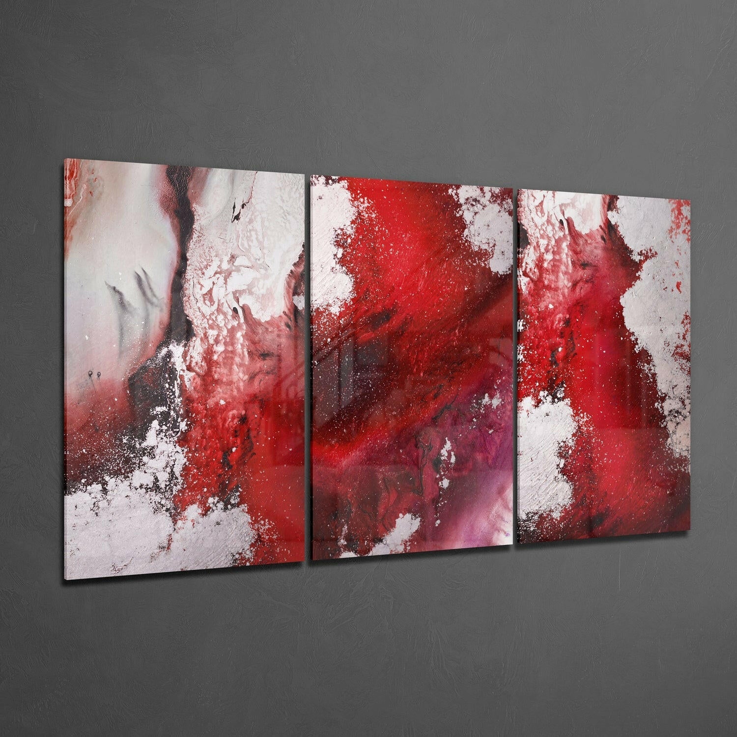 Abstract Red Glass Wall Art.