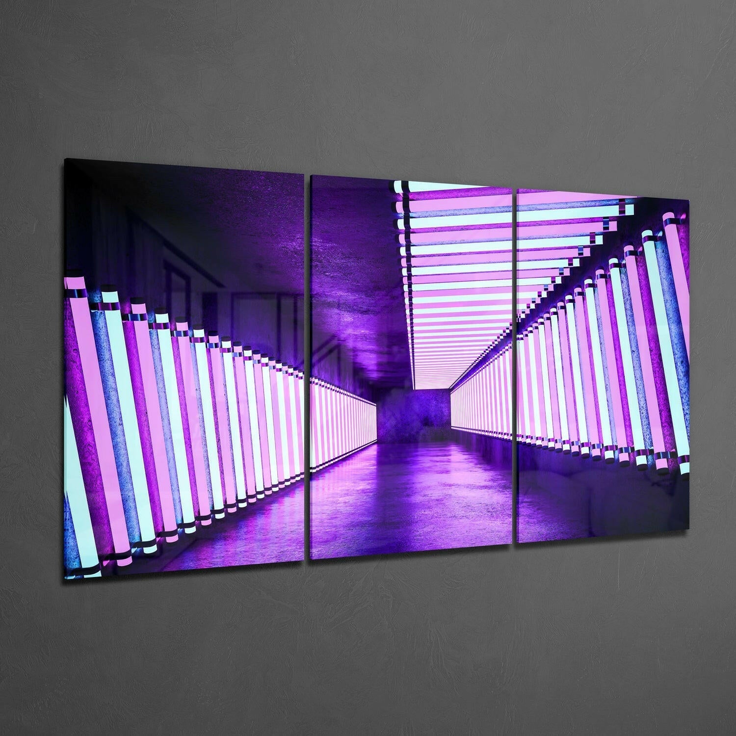 Purple Corridor Glass Wall Art.
