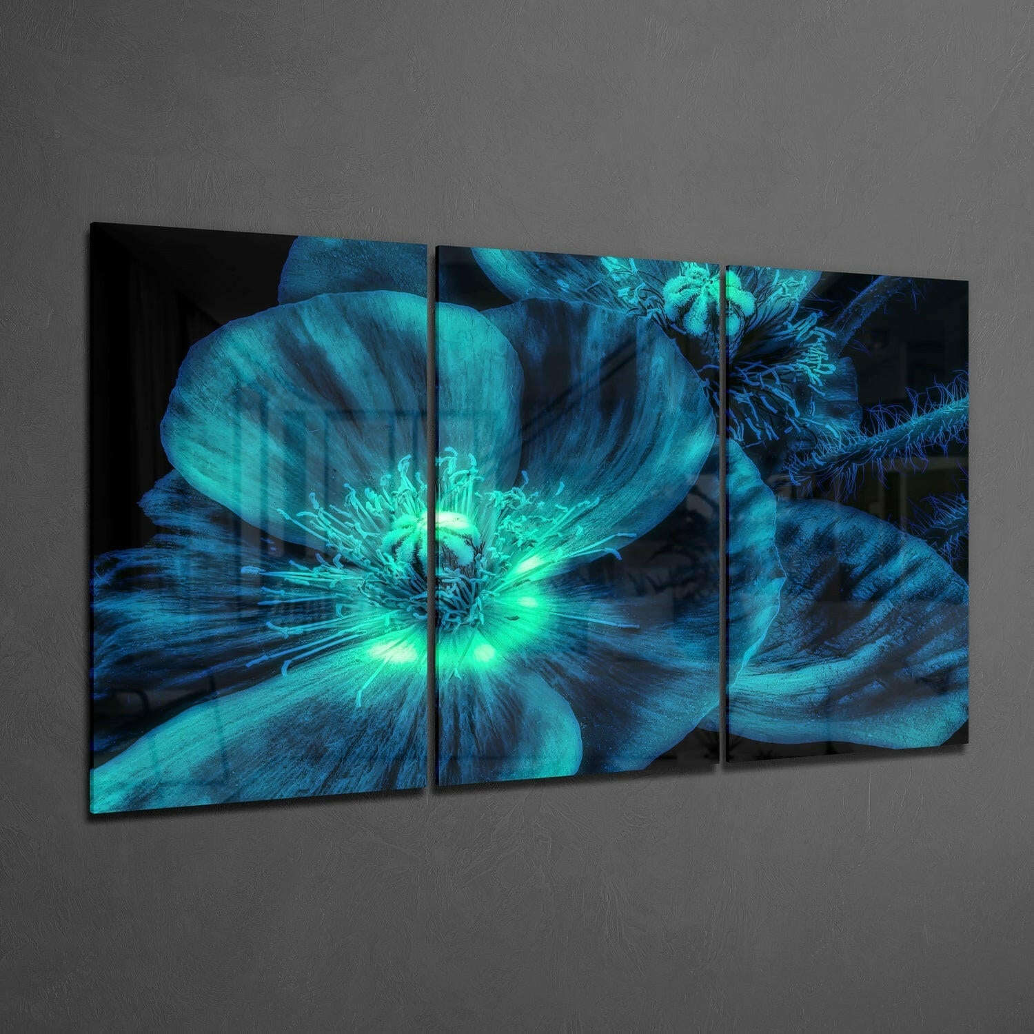 Blue Flower Glass Wall Art.