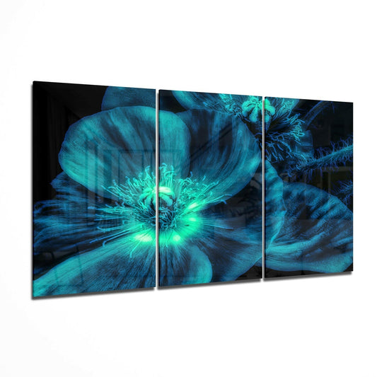Blue Flower Glass Wall Art.