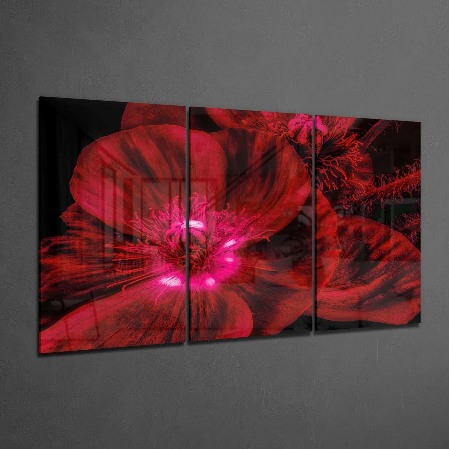 Red Flower Glass Wall Art.