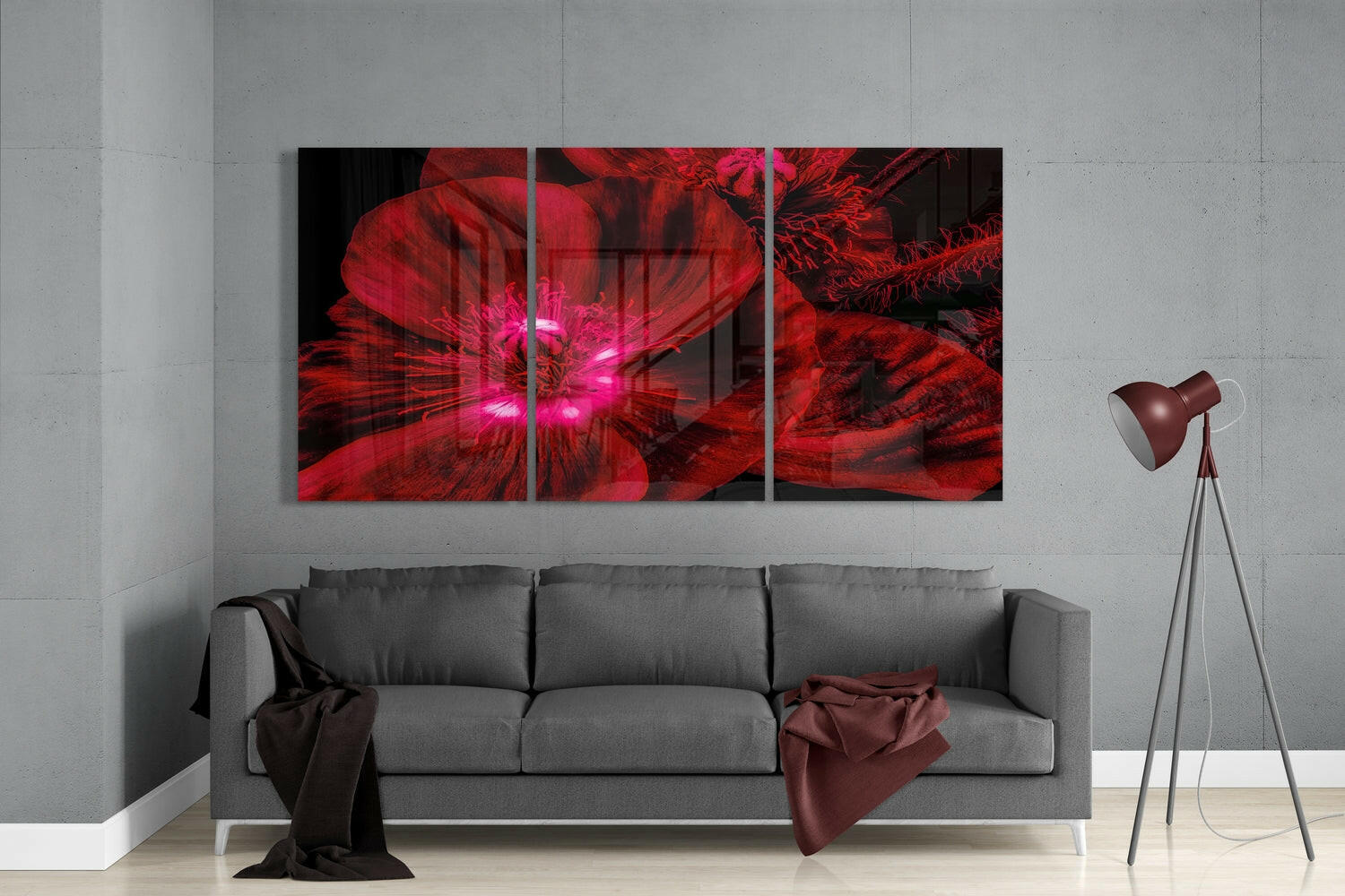 Red Flower Glass Wall Art.