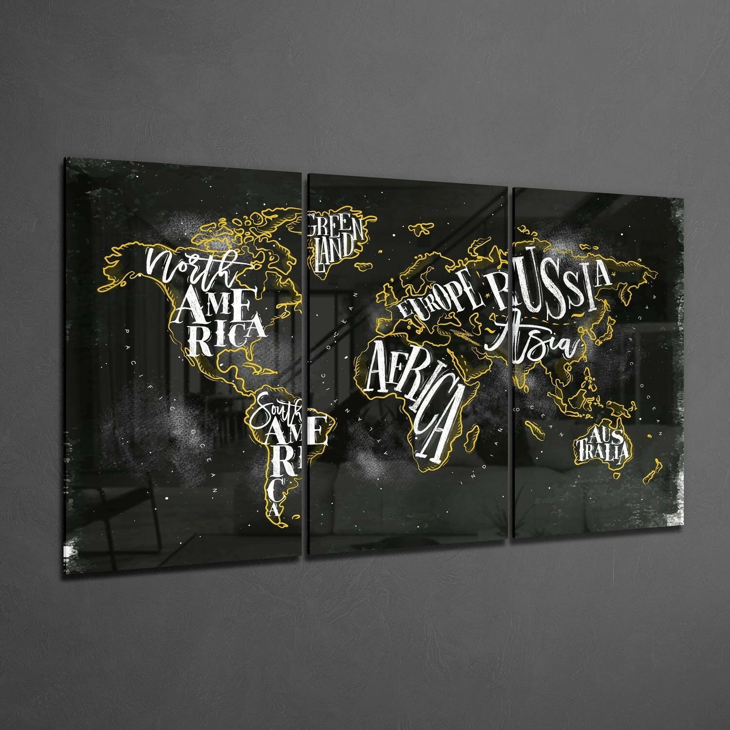 World Map Glass Wall Art.