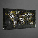 World Map Glass Wall Art | Insigne Art Design