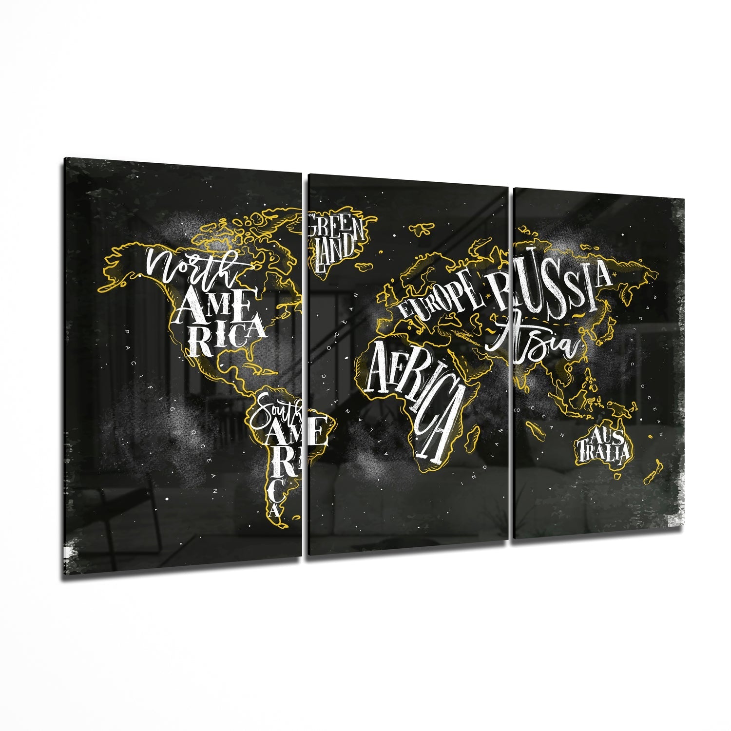 World Map Glass Wall Art | Insigne Art Design