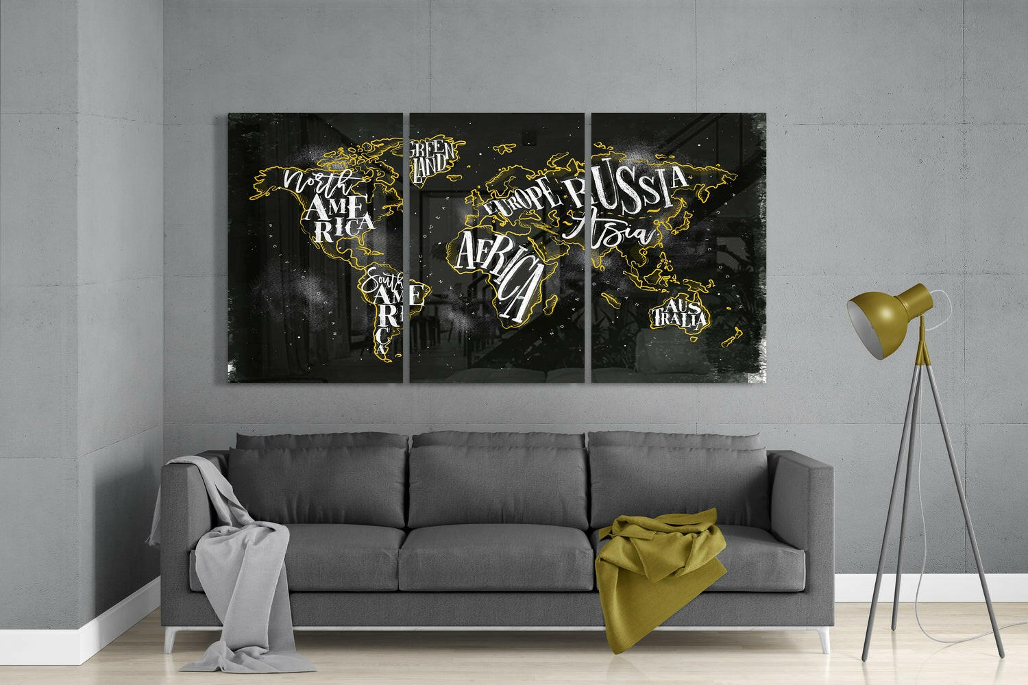 World Map Glass Wall Art.