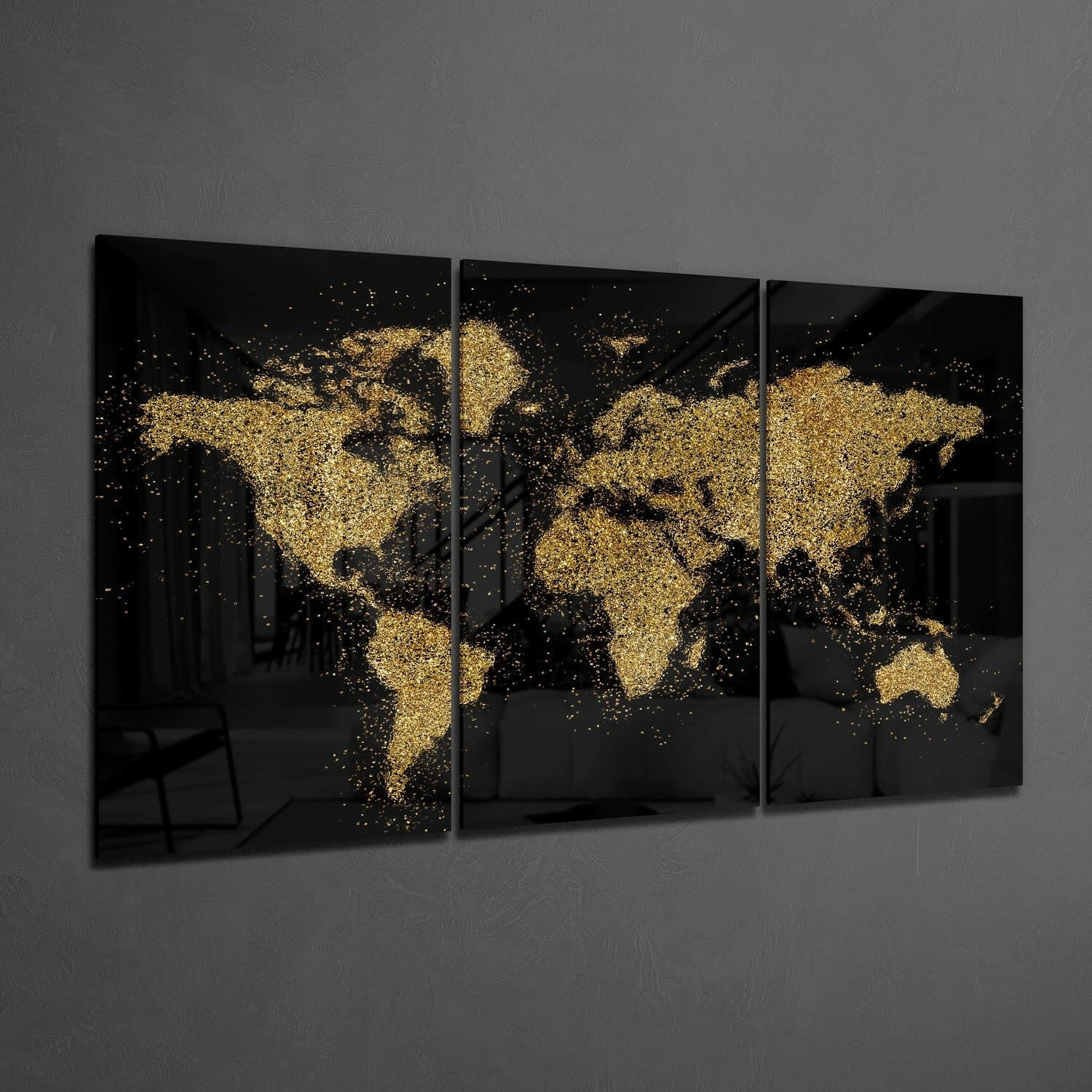 World Map Glass Wall Art.