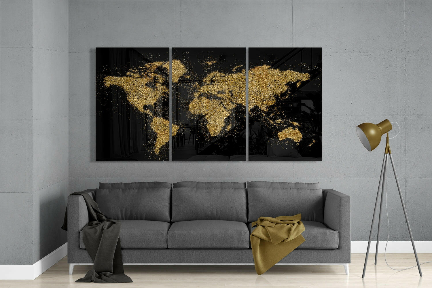 World Map Glass Wall Art.