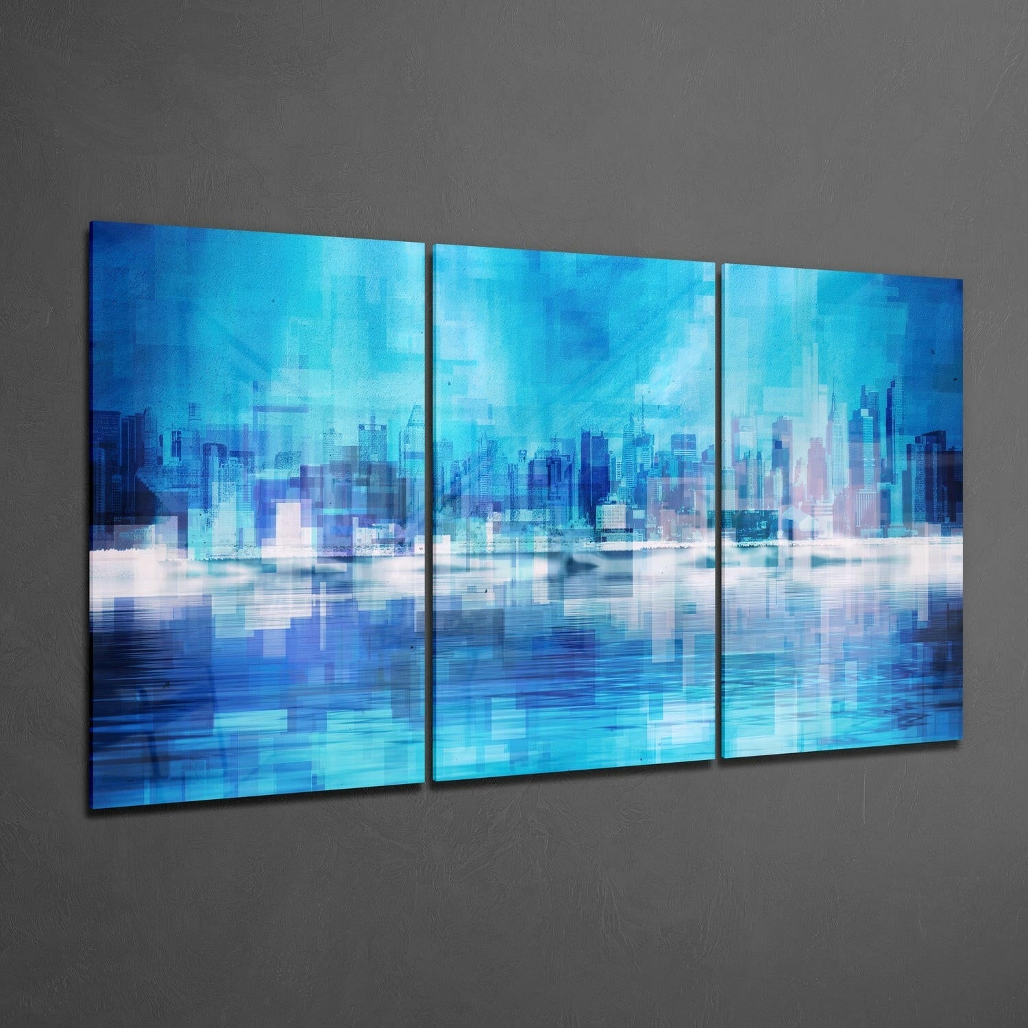 Blue City Glass Wall Art.
