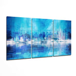 Blue City Glass Wall Art.
