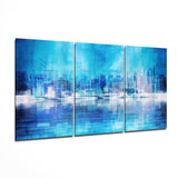 Blue City Glass Wall Art | Insigne Art Design