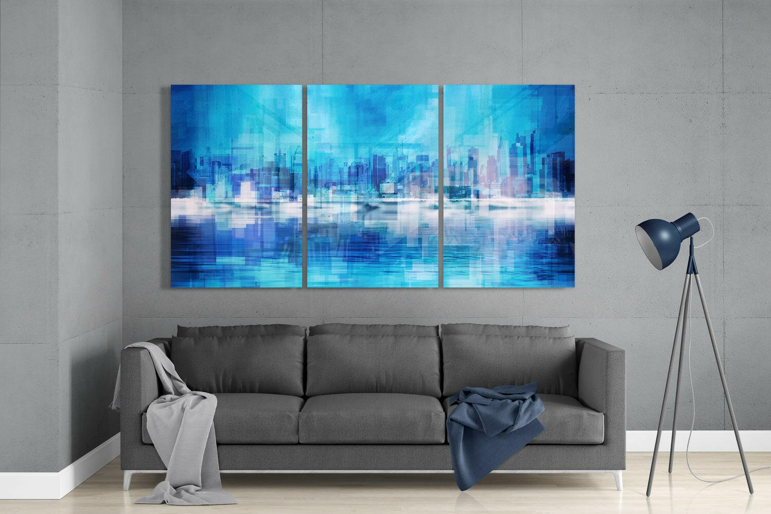 Blue City Glass Wall Art.