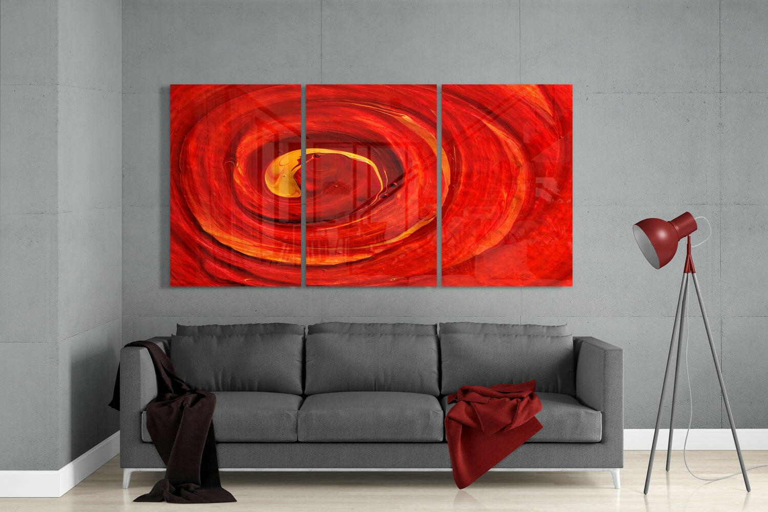 Red Loop Glass Wall Art.