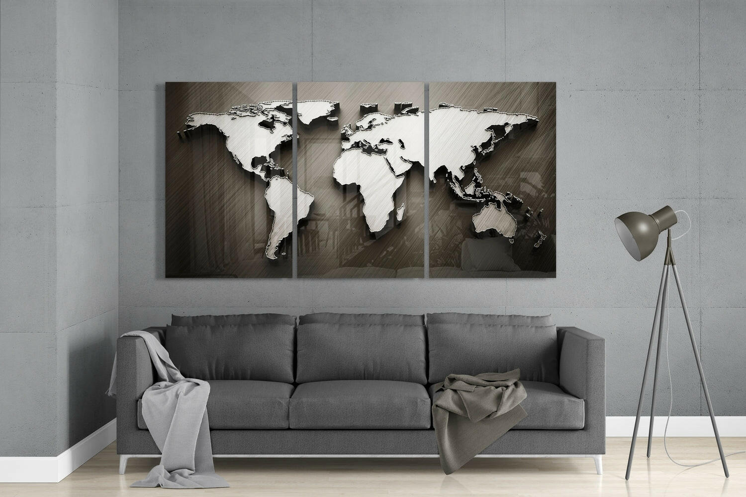 World Map Glass Wall Art.